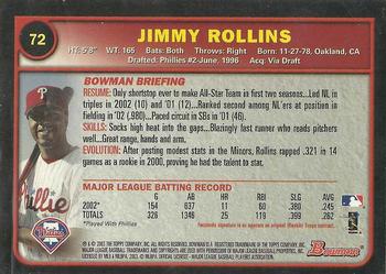 2003 Bowman - Gold #72 Jimmy Rollins Back