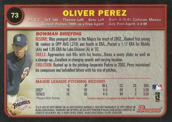 2003 Bowman - Gold #73 Oliver Perez Back
