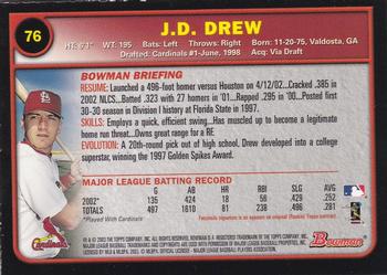 2003 Bowman - Gold #76 J.D. Drew Back