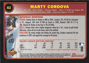 2003 Bowman - Gold #82 Marty Cordova Back
