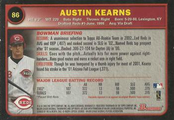 2003 Bowman - Gold #86 Austin Kearns Back