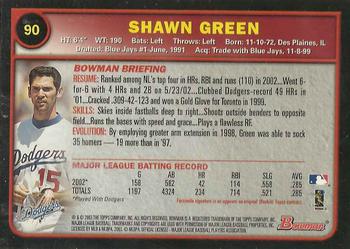 2003 Bowman - Gold #90 Shawn Green Back