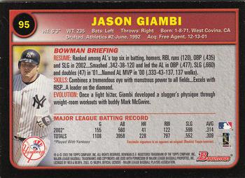 2003 Bowman - Gold #95 Jason Giambi Back