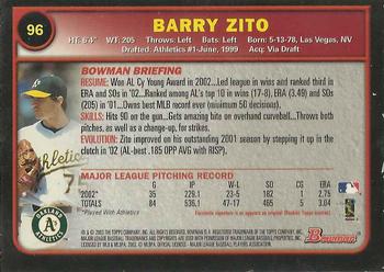 2003 Bowman - Gold #96 Barry Zito Back
