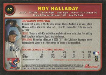 2003 Bowman - Gold #97 Roy Halladay Back