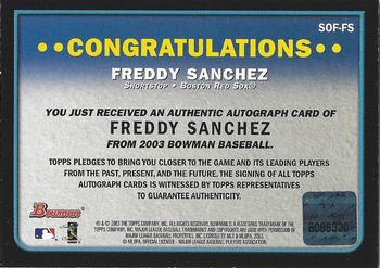 2003 Bowman - Signs of the Future #SOF-FS Freddy Sanchez Back