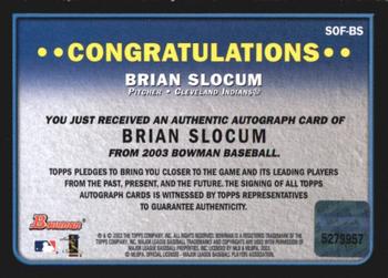 2003 Bowman - Signs of the Future Red Ink #BS Brian Slocum Back