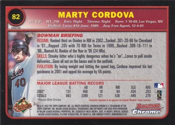 2003 Bowman Chrome - X-Fractors #82 Marty Cordova Back