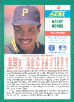1990 Score #4 Barry Bonds Back