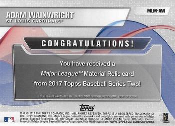 2017 Topps - Major League Material Relics #MLM-AW Adam Wainwright Back
