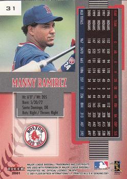 2001 Fleer Genuine #31 Manny Ramirez Back