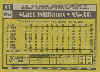 1990 Topps #41 Matt Williams Back