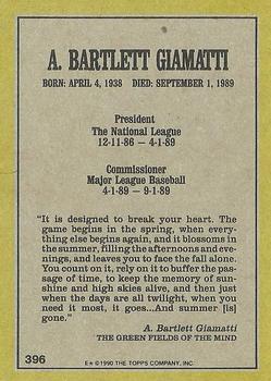 1990 Topps #396 A. Bartlett Giamatti Back