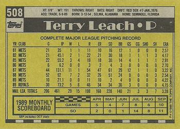 1990 Topps #508 Terry Leach Back