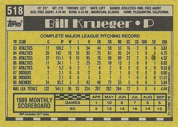 1990 Topps #518 Bill Krueger Back