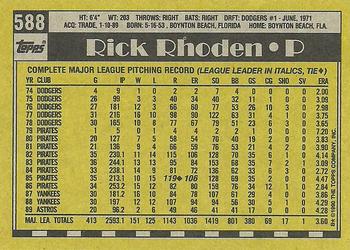 1990 Topps #588 Rick Rhoden Back