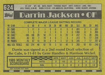 1990 Topps #624 Darrin Jackson Back