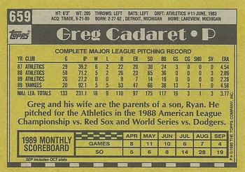 1990 Topps #659 Greg Cadaret Back