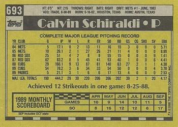 1990 Topps #693 Calvin Schiraldi Back