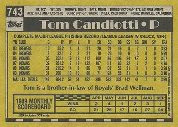 1990 Topps #743 Tom Candiotti Back