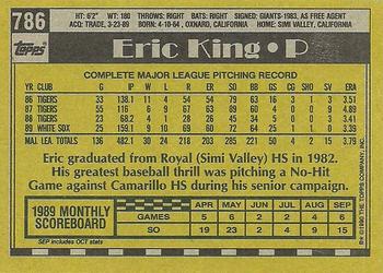 1990 Topps #786 Eric King Back