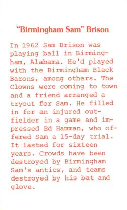 1976 Laughlin Indianapolis Clowns #4 Birmingham Sam Back