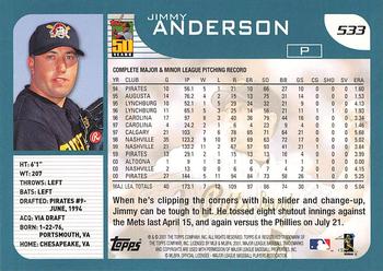 2001 Topps #533 Jimmy Anderson Back