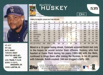 2001 Topps #535 Butch Huskey Back
