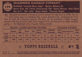 2001 Topps Heritage #176 Shannon Stewart Back