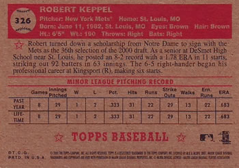 2001 Topps Heritage #326 Bob Keppel Back