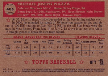 2001 Topps Heritage #405 Mike Piazza Back