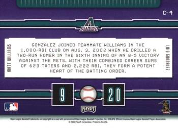 2003 Playoff Prestige - Connections #C-4 Matt Williams / Luis Gonzalez Back