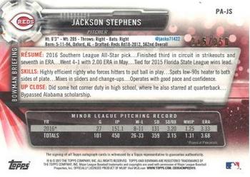 2017 Bowman - Paper Prospect Autographs Purple #PA-JS Jackson Stephens Back