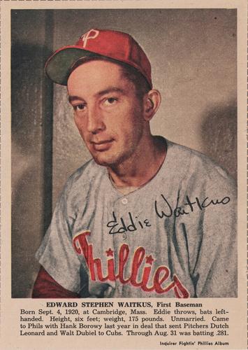 1950 Philadelphia Inquirer Philadelphia Phillies #NNO Edward Stephen Waitkus Front