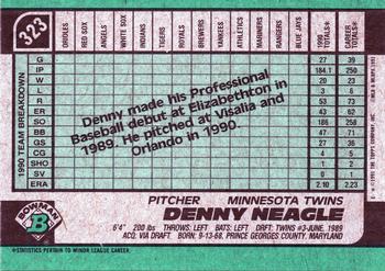 1991 Bowman #323 Denny Neagle Back