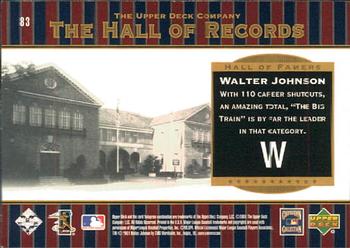 2001 Upper Deck Hall of Famers #83 Walter Johnson Back