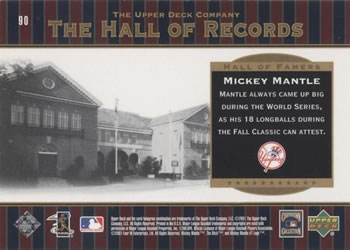 2001 Upper Deck Hall of Famers #90 Mickey Mantle Back