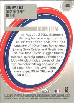 2003 Stadium Club - Beam Team #BT17 Sammy Sosa Back