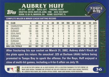 2003 Topps - Gold #36 Aubrey Huff Back
