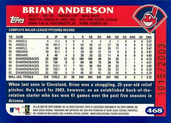 2003 Topps - Gold #468 Brian Anderson Back