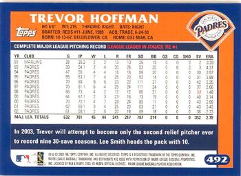2003 Topps - Home Team Advantage #492 Trevor Hoffman Back