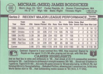 1991 Donruss #680 Mike Boddicker Back