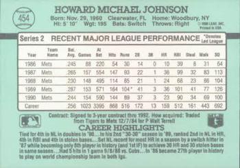 1991 Donruss #454 Howard Johnson Back