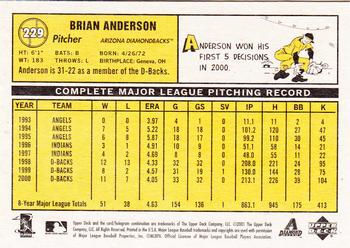 2001 Upper Deck Vintage #229 Brian Anderson Back