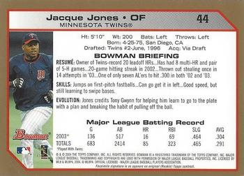 2004 Bowman - Gold #44 Jacque Jones Back