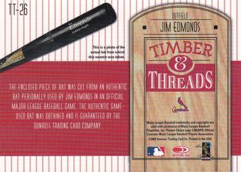 2004 Donruss - Timber & Threads #TT-26 Jim Edmonds Back