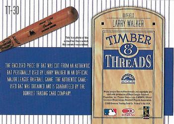 2004 Donruss - Timber & Threads #TT-30 Larry Walker Back