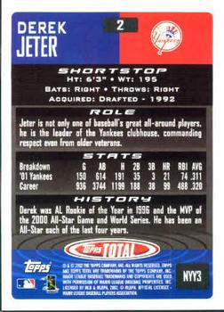2002 Topps Total #2 Derek Jeter Back