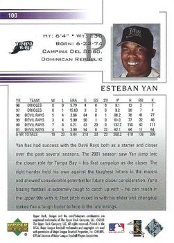 2002 Upper Deck #100 Esteban Yan Back