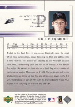 2002 Upper Deck #103 Nick Bierbrodt Back